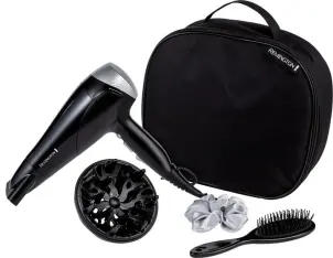 Фен Remington Style Edition, 2200Вт, 3 режими, іоніз-я, хол. обдув, дифузор, гребінець, резинка, кейс, чорно-сірий №2