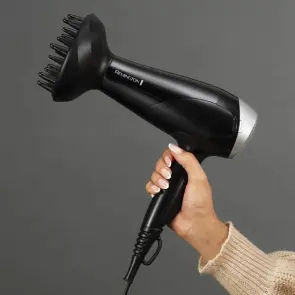 Фен Remington Style Edition, 2200Вт, 3 режими, іоніз-я, хол. обдув, дифузор, гребінець, резинка, кейс, чорно-сірий №5