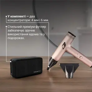 Фен Rowenta T-Shape Maestria Nano Foldable, 1700Вт, 3 режима, иониз-я, холл. обдув, кейс, розовый №8