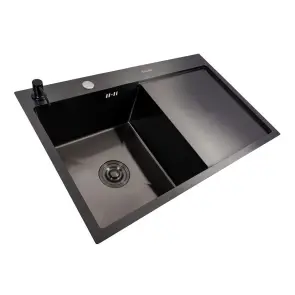 Кухонна мийка CM 78*50 L чорна PVD VALESO Handmade (круглий сифон 3,0/0,8) №1