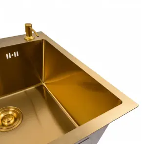 Кухонна мийка 50*50 PVD Gold Valeso Handmade (сифон круглий, 3,0/0,8) №2