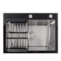Кухонна мийка 60*45 скляна BLACK GLASS VALESO Handmade