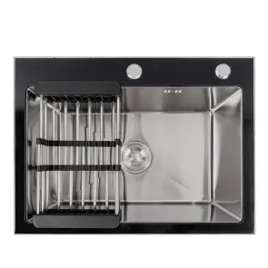 Кухонна мийка 60*45 скляна BLACK GLASS VALESO Handmade №1