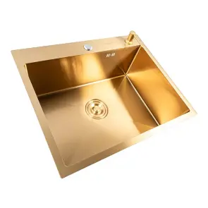 Мийка кухонна нержавіюча сталь PVD Gold для кухні VALESO 60*50 Handmade 3.0/0.8 №1