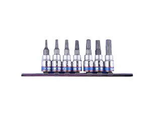 Набір біт Torx 1/4" з отвором 7 одиниць в тримачі (на планке) №1