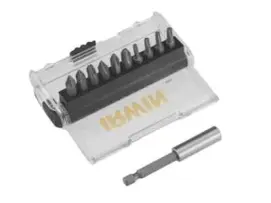 Набор 25 мм бит 10 штук: PH1/ PH2/ PH3/ PZ1/ PZ2/ PZ3/ T15/ T20 (X2)/ T25. магнитный держатель для бит в пластиковом кейсе