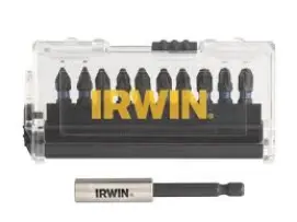 Биты IMPACT PRO 1/4"/25мм, комплект 10шт: PZ1x2/PZ2x5/PZ3x2+ держатель, IRWIN