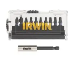Биты IMPACT PRO 1/4"/25мм, комплект 10шт: PZ2x4/PH2x4/T20+ держатель, IRWIN