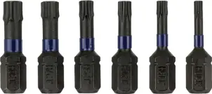 Биты IMPACT PRO 1/4"/25мм, комплект 6шт.: TR10, TR15, TR20, TR25, TR27, TR30, IRWIN №3