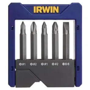 Набор усиленных бит в футляре 5 шт. (PH2, PZ2, T15, 20, 25), IRWIN №1