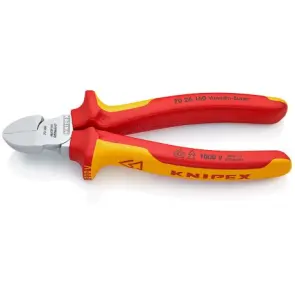 Кусачки боковые (бокорезы), диаметр 4,0мм, 160мм VDE KNIPEX 70 07 160, хромированные №1