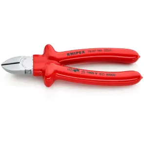 Кусачки бокові (бокорізи), діаметр 4,0мм, 180мм VDE KNIPEX 70 07 180, хромовані №1