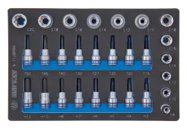 Набір торцевих насадок та головок 1/2"&3/8", TORX, HEX, Е6-Е20, 28 одиниць в магазині TVOE