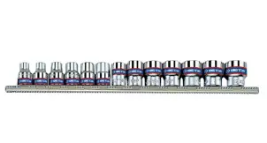 Набір головок 3/8" дюйм 1/4" - 13/16" (13 шт. 12 гранн.) на планці №1