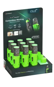 Набор меловых маркер-спреев Pica Powder 2020 (9шт), заправка ярко зеленая Refill Pack 2030 (3шт), картонный дисплей №1