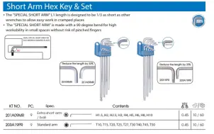 Набор Torx 9 единиц Г-образных Т10-Т50 (уп.9) KING TONY №3