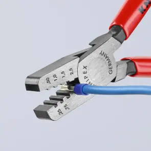 Інструмент для обтиску контактних гільз 0,25-2,5мм.кв., 145мм KNIPEX 97 61 145 А, фосфатований №2