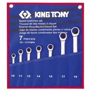 Набор ключей комби с трещоткой 7 шт. (10-19 мм) в чехоле из террилена KING TONY №1