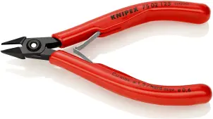 Кусачки бокові (бокорізи) для електроніки, діаметр 1,3мм, 125мм KNIPEX 75 02 125, фосфатовані №2