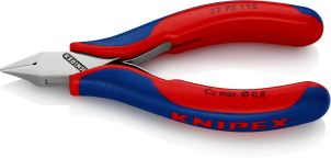 Кусачки бокові (бокорізи) для електроніки, діаметр 0,8мм, 125мм KNIPEX 77 72 115 SB, хромовані №1