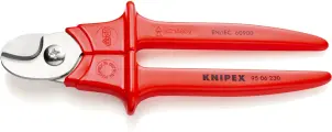 Ножиці для різання кабелів, діаметр 15мм / 50мм.кв., 230мм VDE KNIPEX 95 06 230 SB, хромовані №1