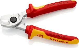 Ножиці для різання кабелів, діаметр 15мм / 50мм.кв., 165мм VDE KNIPEX 95 16 165 SB, хромовані №2