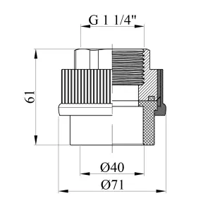 Муфта PPR Rozma 40х1 1/4" РВ №2