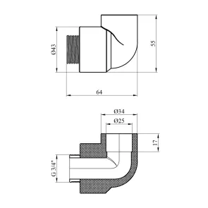 Колено PPR Baux 25х3/4" РЗ №2
