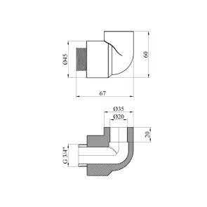 Колено PPR Baux 20х3/4" РЗ №2
