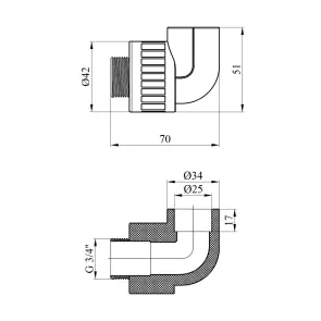 Колено PPR GrandiTherm 25х3/4" РЗ №2