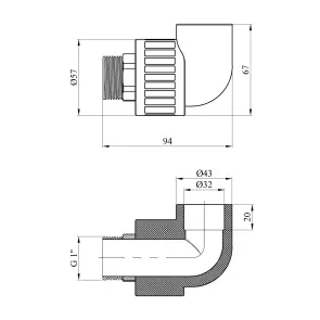 Коліно PPR GrandiTherm 32х1" РЗ №2