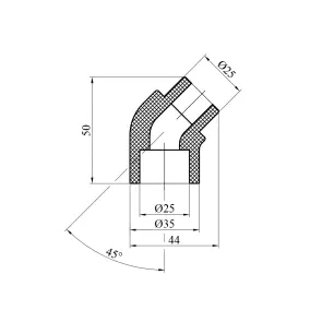 Коліно 45° PPR GrandiTherm 25 мм ВЗ №2
