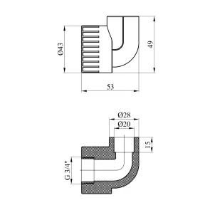 Коліно PPR Rozma 20х3/4" РВ №2