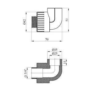 Коліно PPR Rozma 25х3/4" РЗ №2