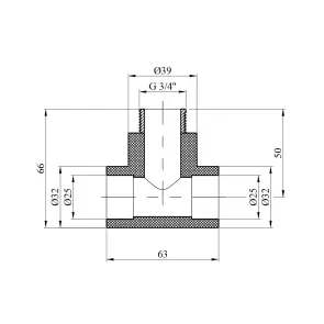 Трійник PPR Baux 25х3/4" РЗ №2