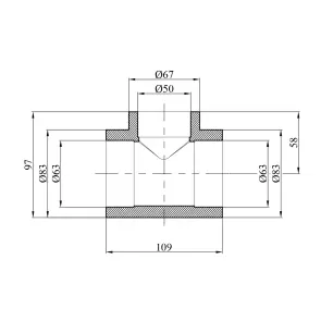 Тройник переходной PPR GrandiTherm 63х50х63 мм №2