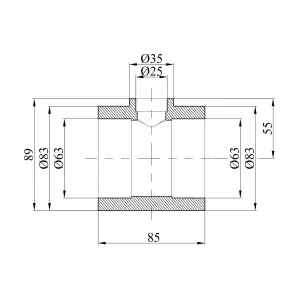 Трійник перехідний PPR GrandiTherm 63х25х63 мм №2