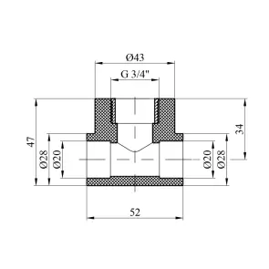 Трійник PPR GrandiTherm 20х3/4" РВ №2
