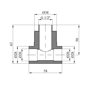 Тройник PPR GrandiTherm 20х1/2" РЗ №2
