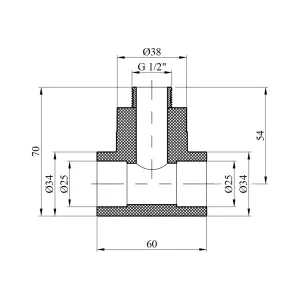 Тройник PPR GrandiTherm 25х1/2" РЗ №2
