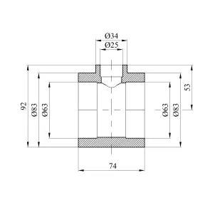 Трійник перехідний PPR Rozma 63х25х63 мм №2