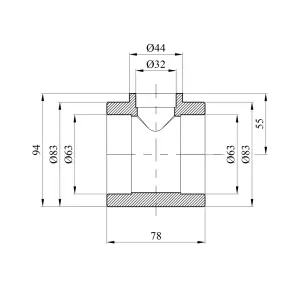 Трійник перехідний PPR Rozma 63х32х63 мм №2