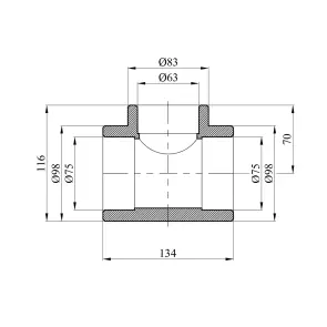 Трійник перехідний PPR Rozma 75х63х75 мм №2