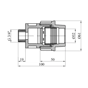 Муфта ПЕ Rozma 32х3/4" РЗ №2