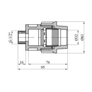 Муфта ПЕ SantehPlast 32x1/2" РЗ №2