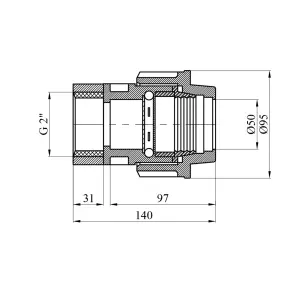 Муфта ПЕ SantehPlast 50х2" РВ №2