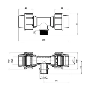 Тройник ПЭ Rozma 25х3/4"х25 РЗ №2