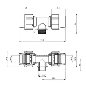 Тройник ПЭ Rozma 40х1 1/4"х40 РЗ №2