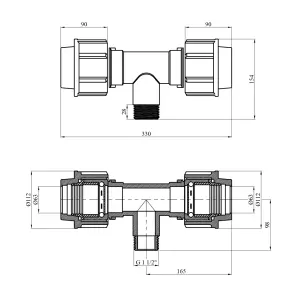 Тройник ПЭ Rozma 63х1 1/2"х63 РЗ №2