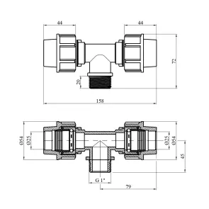 Тройник ПЭ Rozma 25х1"х25 РЗ №2